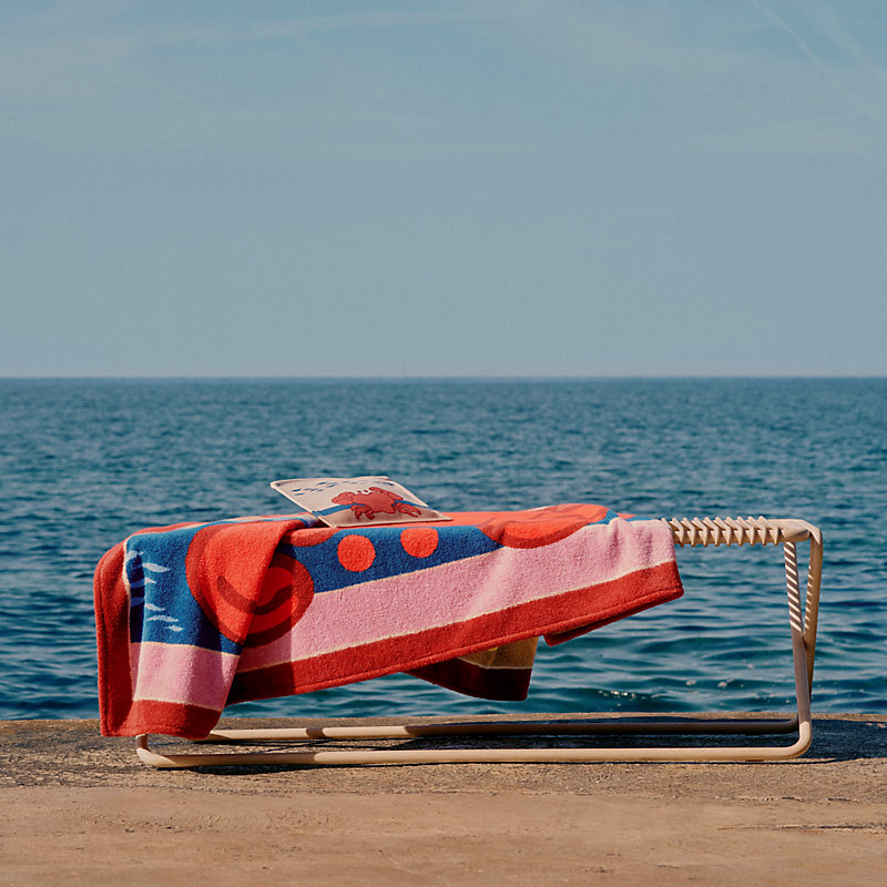 Maitre Nageur beach towel - Black | Hermès USA
